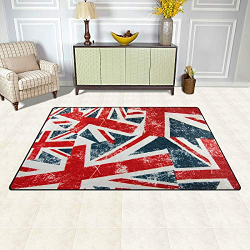 BKEOY Großflächiger Teppich, kreativer Retro-Teppich mit Union Jack-Flagge, 152 x 99 cm