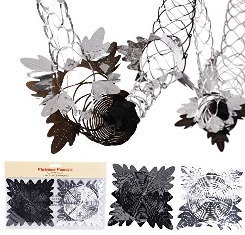 Christmas Concepts® Pack Of 2 9ft Garland Festive Hanging Decorations - Christmas Decorations (BLACK & SILVER)