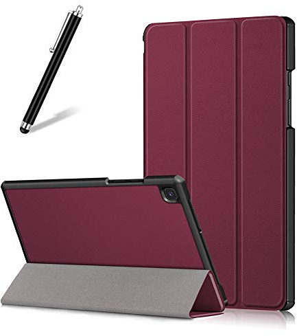 Artfeel Hülle für Samsung Galaxy Tab A7 2020 10.4 T500/T505/T507,Ultra Dünn Leicht PU Leder Tasche Schutzhülle Schlank Flip Folio Dreifach Ständer Tablet Hülle,Weinrot