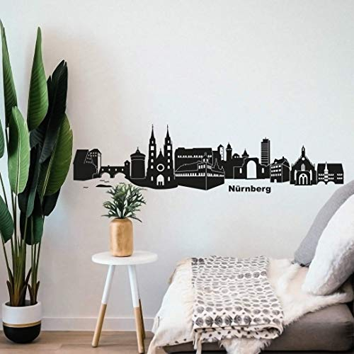 selbstklebendes Wandtattoo Nürnberg Skyline Wandsticker selbstklebend Fussball Stadt Silhouette Wandposter 120cm