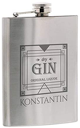 stempel-fabrik Edelstahl Flachmann Groß mit personalisierter Gravur - Taschenflasche mit Wunschgravur - Geschenkidee zum Geburtstag und Hochzeit - Trauzeugen - Jäger - Skifahrer - Männergeschenke