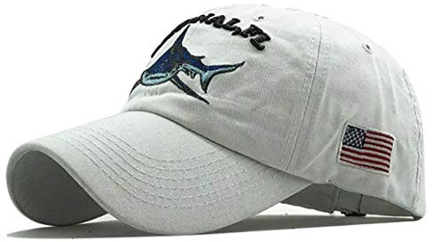 NOGA Frühling Sommer Beliebte Angeln Bestickte Hai Baseball Cap Hut Hip Hop Visier Herren und Damen Hüte Baumwolle, weiß, One size