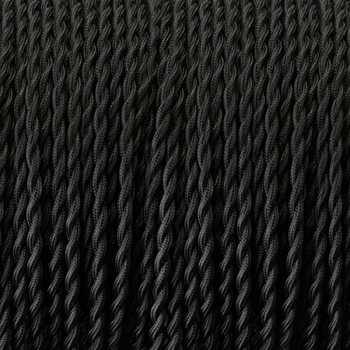 2 Core 10 Meters / 32.8FT Black Braided Cable, LEDSone 2 Core Electrical Cable, Vintage Flex Twisted Fabric Electrical Wire for DIY Lamps Industrial Pendant Lights Lighting Appliances - Black