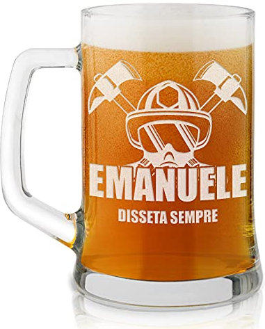 Maverton Boccale per la Birra in vetro con personalizzazione - capienza 500 ml - H12 cm x Ø8,5 cm - ottima idea regalo per le feste perfetto per ogni uomo amante della buona Birra - dissetante