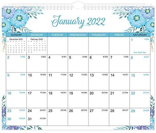 STOBOK 2022-2023 Kalender- Floral Wand Kalender 2022-2023 Starten in Jan. 2022 um Dezember. 2023 14. 6X11. 5 Twin- Draht Bindung Hängen Haken für Die Organisation Und Planung