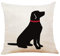 XUISWELL Kissenbezug aus Baumwollleinen, Motiv: schwarzer Labrador Retriever mit rotem Kragen, für Hundeliebhaber, Geschenke, Kissenbezug für Sofa, Bett, Heimdekoration, 45,7 x 45,7 cm