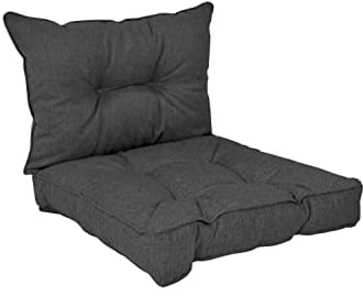 POKAR Loungekissen Stuhlkissen für Stuhl Rattanmöbel Gartenmöbel Kissen, 2er Set (1x Sitzkissen 70x70x10 cm + 1x Rückenlehne 70x40x10 cm), Anthrazit