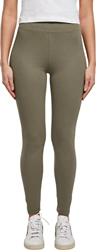 Urban Classics Damen Ladies High Waist Jersey Leggings Yoga Pants, Olive, L