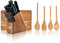 Set di coltelli Bill.F, Set da cucina in legno per la cucina con blocco di coltelli in acciaio inox, 16 pezzi, 4 pezzi di utensili da cucina in legno Set di cucchiai, 1 x tagliere con scanalature