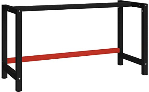 Makastle Tischbeine Metall Schwerlast aus Stahl Schreibtisch Beine Oben mit vorgebohrten Löchern, Werkbankgestell Metallgestell Werkbank Gestell Tischgestell 150x57x79 cm Schwarz und Rot