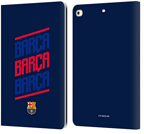 Head Case Designs Licenciado Oficialmente FC Barcelona Tipo Barca Gráficos Carcasa de Cuero Tipo Libro Compatible con Apple iPad 9.7 2017 / iPad 9.7 2018