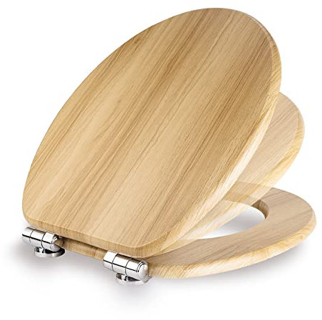 Wc Sitz mit Absenkautomatik Holz - bombenfester Halt des toilettendeckel holz durch spezialschaniere - hochwertiger Klodeckel holzkern für bequemes sitzen