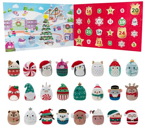 Squishville The Original Squishmallows Urlaubskalender – 24 exklusive 5,1 cm festliche Squishmallows – saisonales Spielzeug für Kinder und Vorschüler – ab 3 Jahren