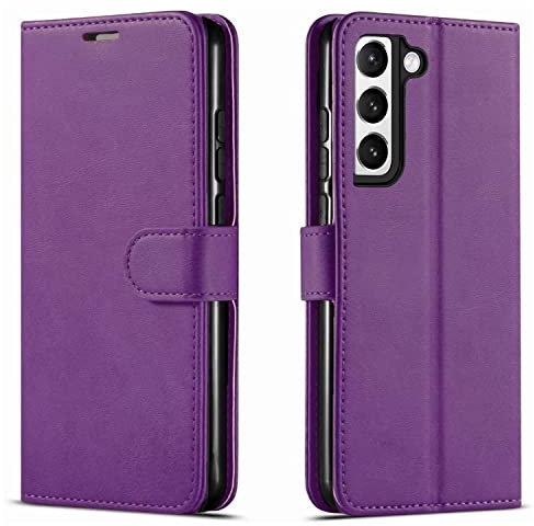 NWNK13 For Samsung Galaxy S21 5G Case Leather Wallet Book Flip Stand View Phone Cover with Card Holder Slots Compatible with Galaxy S21 (Purple)