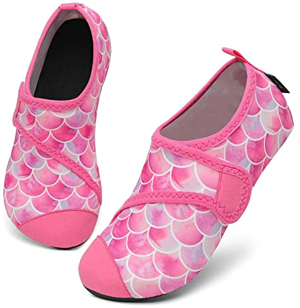 SAGUARO Badeschuhe Mädchen Aquaschuhe Kinder Schnelltrocknend Wasserschuhe Licht Weich rutschfest Schwimmbad Strandschuhe Rot Gr.34/35 EU