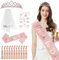 Deko Schärpe Set, Junggesellenabschied Frauen Deko Armband Set 15PCS Bride to Be und Team Bride Armbänder Set mit 10 Team Braut Armbänder 1 Braut Armband Schleier