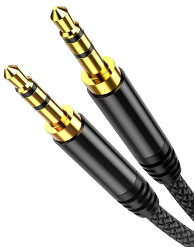 Highwings Aux Kabel 3,5mm Klinkenkabel [3M] Stereo Audio Kabel Klinke auf Klinke Nylon Geflochtenes Hochwertige Kabel für Kopfhörer, Auto, Handy,Lautsprecher, Stereoanlagen, MP3-Player usw-Schwarz