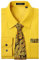 HISDERN Camisa Hombre Amarillo Manga Larga Formal Camisas y Corbata Elegante Camisa de Vestir de Negocios Boda con Bolsillo Regular Fit S