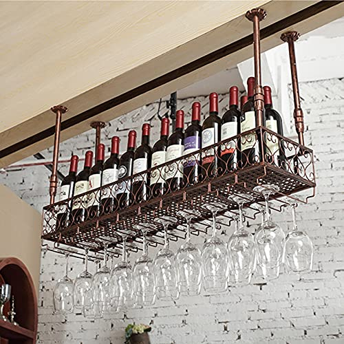 Casier à vin, Cave à vin en fer forgé pour restaurant, Porte-bouteilles suspendu, Étagère de rangement pour le vin créative, Étagère, Support pour organisateur de cintre à vin réglable en hauteur