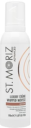 St Moriz Advanced Luxury Crème Whipped Fake Tan Mousse in Medium | Luxuriöses Bräunungsmousse mit Hyaluronsäure, Hagebuttenöl & Vitamin E | Satin-Finish & versunkener Glanz | Vegan und