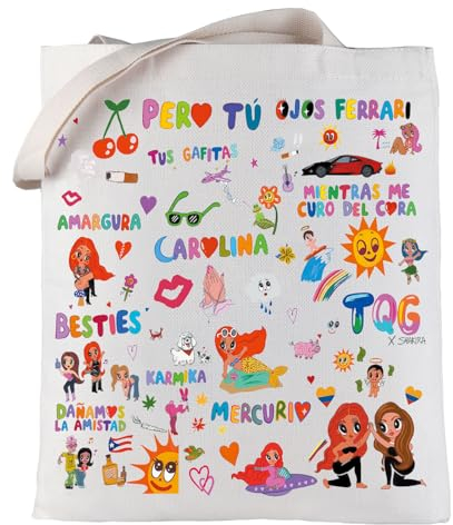 LEVLO Latin Singer Canvas Tote Bag Latin Music Fans Gift Music Tour Reusable Grocery Bag For Singer Fans