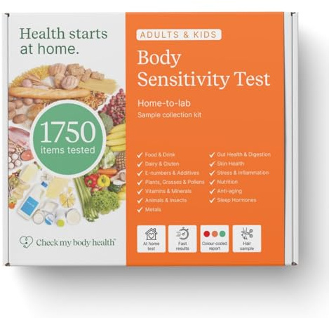 Check My Body Health 1,750 Items Body Food Sensitivity Test Kit for Adults and Kids – Food Intolerance Test Kit – At-Home Hair Test with Results in 3–5 Days + Nutritional Support & Meal Planner