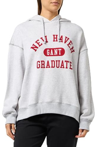 GANT Damen Graphic Hoodie Kapuzenpullover, Pale Grey Melange, L