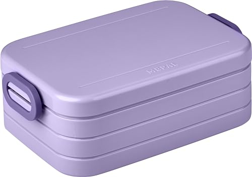 Mepal Brotdose Midi – Brotdose To Go - Lunchbox für 2 Sandwiches oder 4 Brotscheiben - Meal Prep Box - Essenbox mit Unterteilung - Vivid lilac