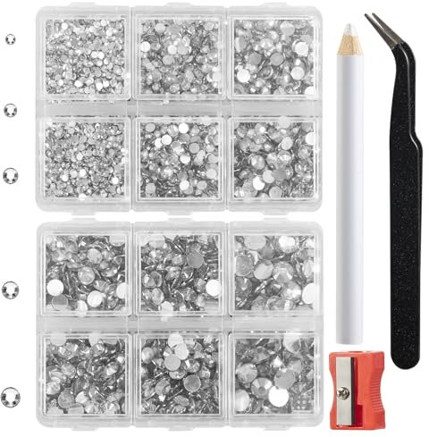 Strass Ongle Nail Art 6530 PCS Strass A Coller Dos Plat Cristal Strass Ongle Artisanat Strass Thermocollant Pour Vêtement Strass Hotfix Convient Pour Artisanat Ongles Décorations DIY (6530 Pcs)