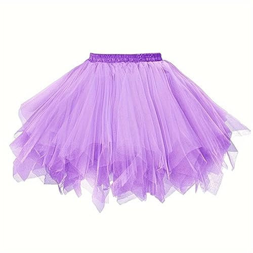 Boolavard Adulte Femmes 80's Tutu Jupe Couches Tulle Jupon Halloween Tutu (FR/ES, Alpha/Lettres, L, TG, Taille Normale, Taille Normale, Violet)