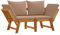Gecheer Gartenbank mit Kissen 2-in-1 Parkbank Holzbank Außenbank Bank Terassenbank Bananenbank Gartenmöbel Terrassenbank Balkonbank Sitzbank Gartenliege Sonnenliege (160-205) x 74 x 66 cm (B x T x H)