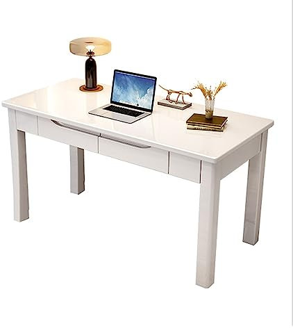 MENGLI-2024 Bureau d'ordinateur Bureaux en Bois Chinois Maison Ordinateur de Bureau Bureau étude étudiants Table d'étude Simple Bureau Bureau établi Bureau d'ordinateur(Blanc,100 * 55 * 75cm)