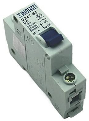 QXYOGO Disjoncteur,Interrupteur Différentiel 1P 6A D Type 240V/415V 50HZ/60HZ Mini disjoncteur MCB C45