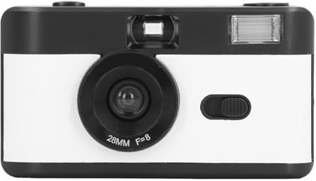 Appareil Photo Jetable 35 Mm, Appareil Photo Rétro avec Flash intégré, Appareil Photo Vintage Léger Réutilisable, Objectif 28 Mm F/8, Réglage Manuel Complet (Noir et Blanc)