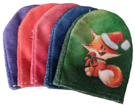 5 mini-gants de toilette sur le thème des animaux de Noël