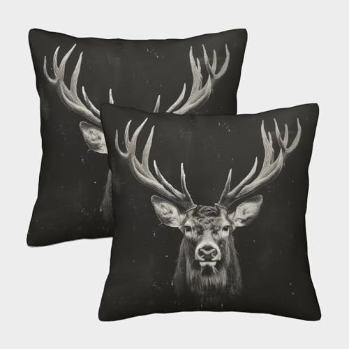 YOPDEOOCR Hirsch Kissen Bezug 2er Set Kissenbezug Couchkissen für Sofa Schlafzimmer Wohnzimmer 50x50cm