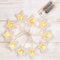 MIJOMA Lichterkette Holzstern, 10 LED warmweiß, 6/18 Timer, batteriebetrieben, 1,2 m Länge, Weihnachtsdeko für Innen