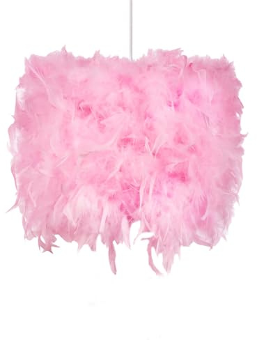 30cm Pink Feather Lampshade, Pink Light Shade for Pendant Ceiling Light Table Lamp Floor Lamp Fluffy Feather Lampshade Ceiling Light Shade for Living Room, Bedroom