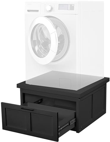 Ilyapa Washer and Dryer Stand - 28x28x16 in. Universal Laundry Pedestal, with Drawer - Washing Machine Base Compatible with Samsung, LG, GE, Maytag