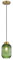 Hnexsei Suspension Moderne en Verre Strié avec Finition Dorée et Câble Noir, Luminaire Suspendu Élégant pour Salle à Manger, Chambre ou Cuisine, Lustre Pendant Design (14cm, Vert)