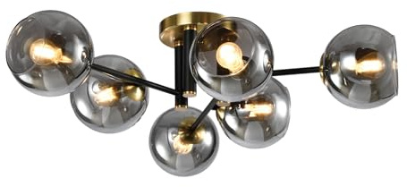 ekobi Elegante Esche Eschenschirme Deckenleuchte SMOKE S6 6xE14 Schwarz-Gold Für Wohnzimmer (Deckenleuchte Esche 6 Lichtpunkte)