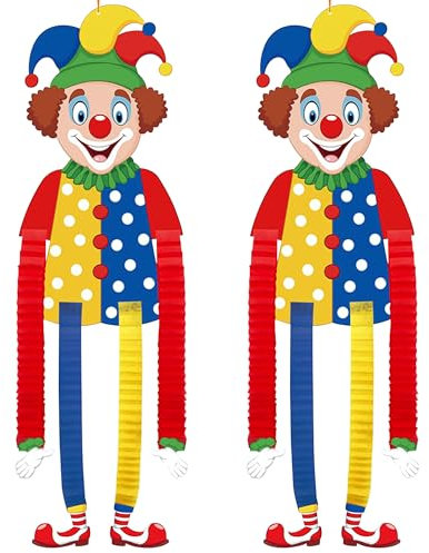 Clown Banner Karneval Deko, Clown Fasching Deko Farbe Papier Aufhängen Karneval Hängen Banner, Party Fensterbilder Clown Deko Karneval für Indoor Outdoor Zirkus Dekoration