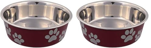 Trixie Ecuelle en Acier INOX Enduit Plastique Externe 0,4 l / 14 cm - Modèle aléatoire (Lot de 2)