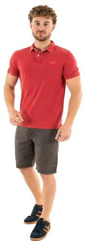 Superdry Herren Vintage Destroy Poloshirt Preiselbeere Crush Rot XXL