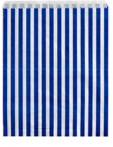 Sabco 100 gestreifte Papiertüten – Pick N Mix Beutel (Marineblau, 17,8 x 22,9 cm)