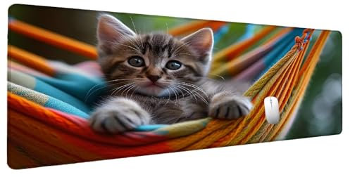 Mouse Mat Cute Mouse Pad Large XXL 1200x600mm Cat Desk Mat, Gaming Mousepad Desk Accessories for Men, Keyboard Mousepad Waterproof Non-Slip Rubber Base Stitched Edges Mousemat for Gaming Office Z-1