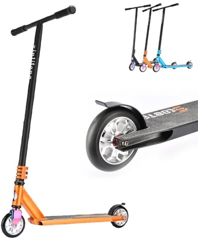 CADEHUB Stunt-Scooter Integrierte Vorderradgabel Aus Stahl Rad Mit Kern Aus Luftfahrt-Aluminium Stunt-Scooter FüR Fortgeschrittene Und AnfäNger FüR Kinderroller Ab 6 Jahre orange