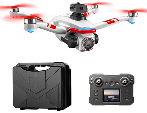 Drohne mit Kamera 4K HD für Erwachsene, Bürstenloser Motor -RC -Drohne mit Bildschirm Fernbedienung, Vier -Wege -Hindernisvermeidung, Optisch Fließender Schwebe (Rot)