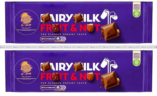 Dairy Milk Fruit & Nut Chocolate Creamy Crunchy and Delicious 300g Bar x Pack of 2