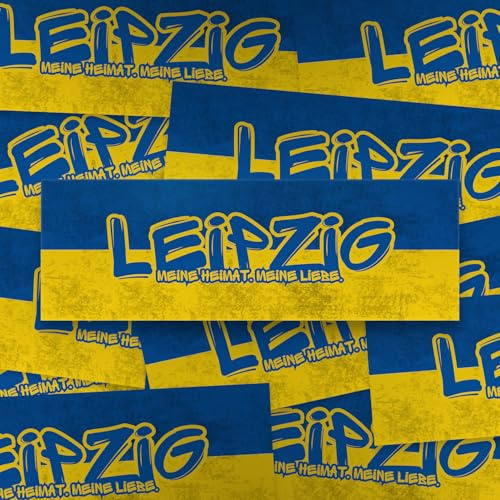 Fan-Kultur Xperience 100x Leipzig Sticker/Aufkleber 'Meine Liebe'/ Fußball Fanartikel/ 14,8x5,0 cm/PVC/wetterfest/Blau-Gelb